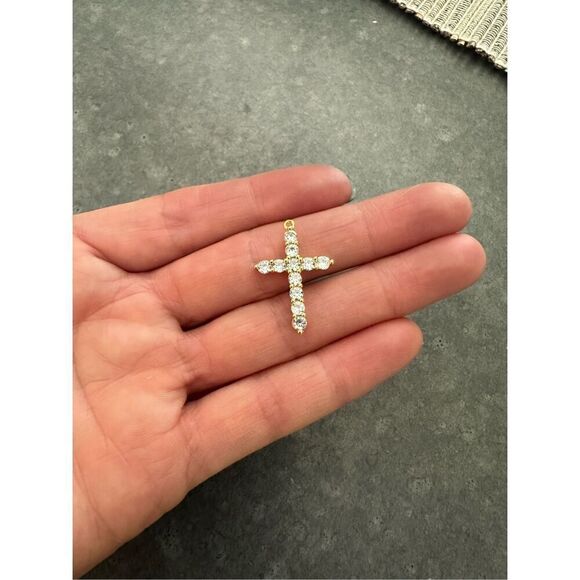 Cross CZ Charm or Pendant - Picture 2 of 5